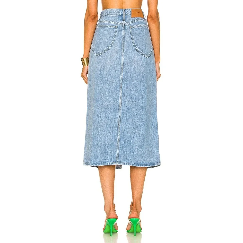 FRAME Le Italien Maxi‎ Skirt Denim Jean Skirt Size 29 Turin Wash Blue Chic Sexy